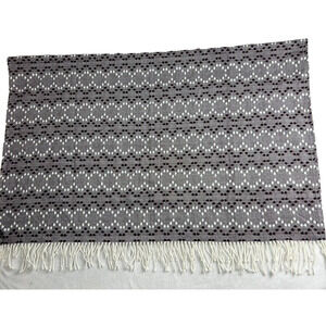 West Elm Throw Blanket Diamond Dot Decorative Burgundy White 44x56 Fringe